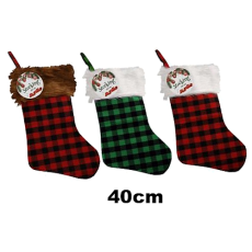 Checked "Ho Ho Ho" Christmas Stocking 40cm